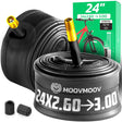 Chambre à air 24 pouces MoovMoov pour pneus de 24x2.60 à 24x3.00, valve Schrader 40 mm