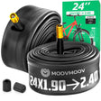 Chambre à air 24 pouces MoovMoov pour pneus de 24x1.90 à 24x2.40, valve Schrader 40 mm