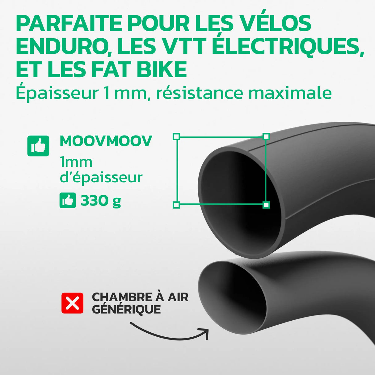 Chambre à air 29 pouces en caoutchouc butyle renforcé MoovMoov