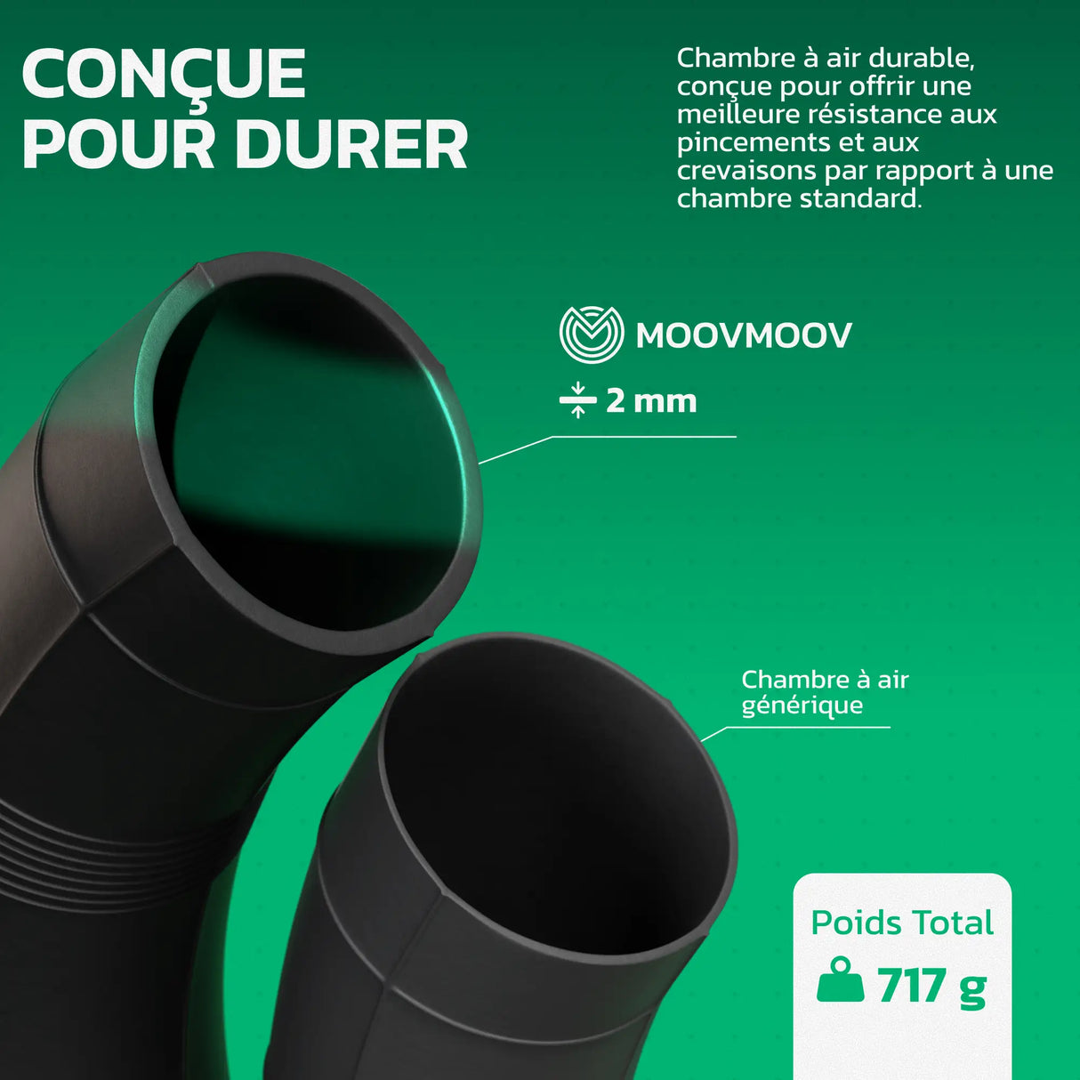 Chambre à air 18 pouces en caoutchouc butyle renforcé MoovMoov