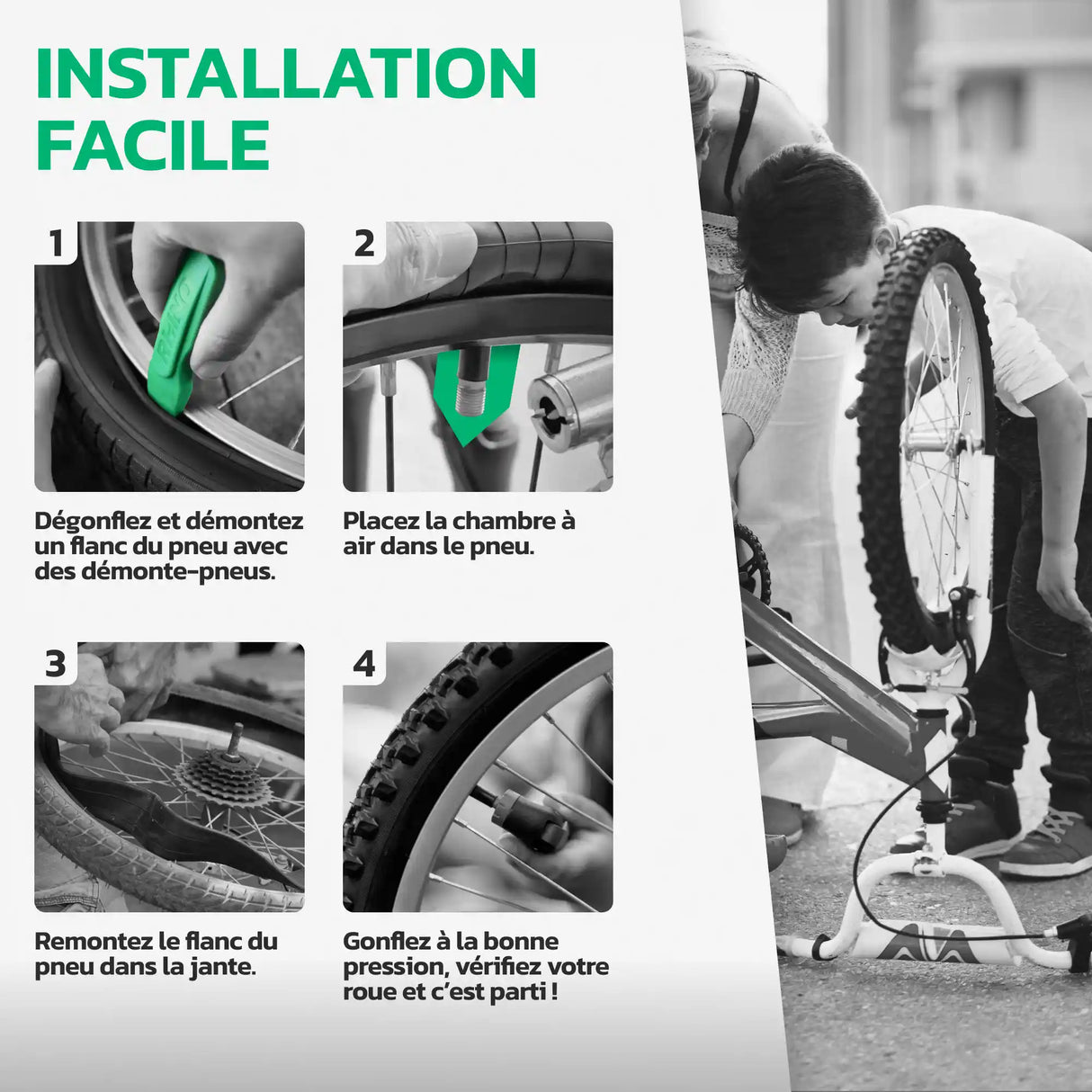 Guide d'installation de la chambre à air 16 pouces MoovMoov