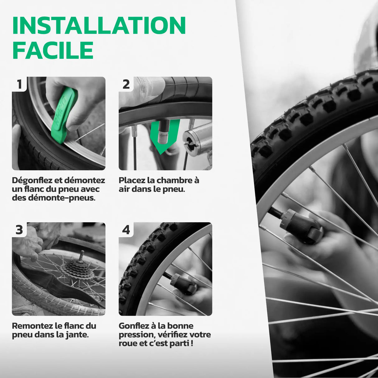 Guide d'installation de la chambre à air 16 pouces MoovMoov
