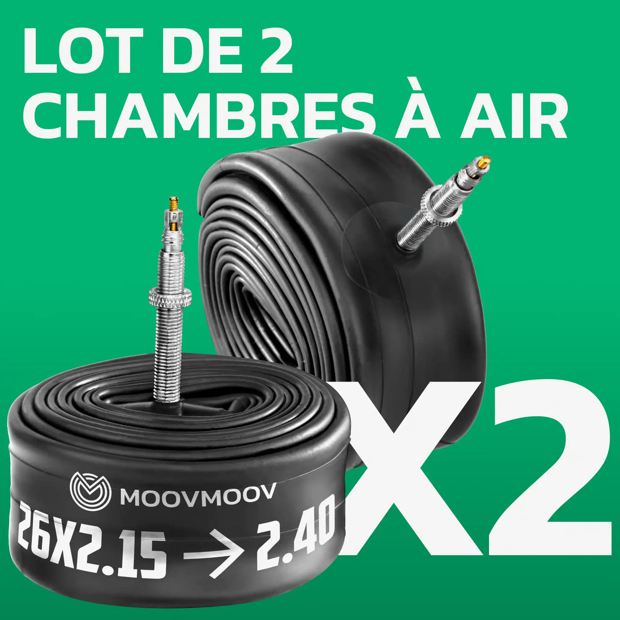 Lot de 2 chambres à air 26 pouces MoovMoov