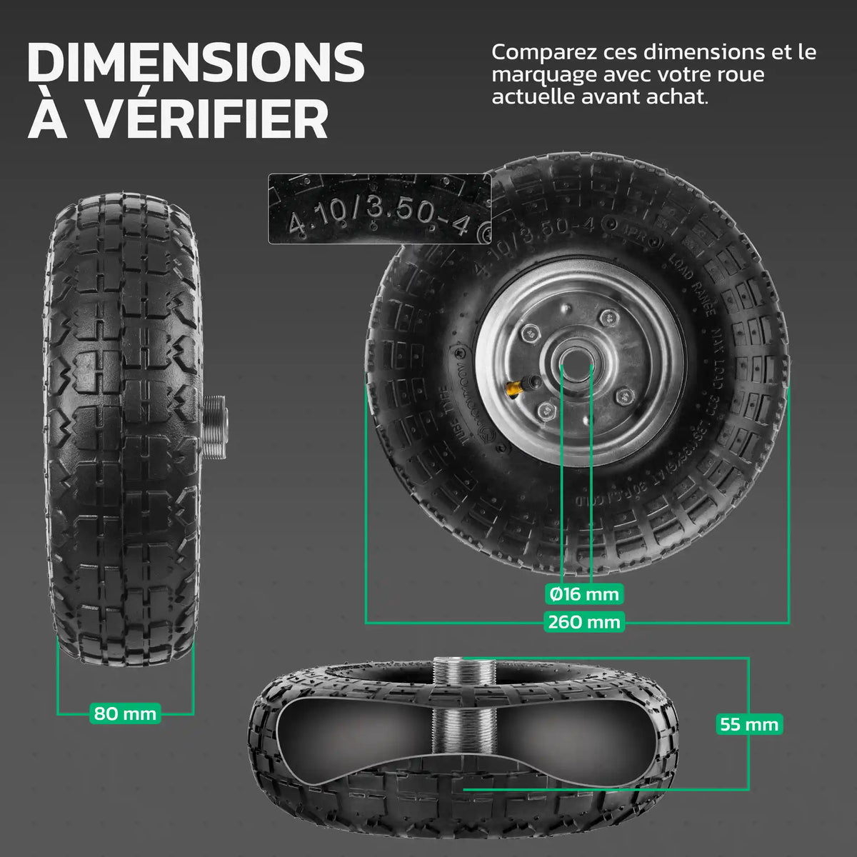 Roues 4.10/3.50-4 jante acier – dimensions à vérifier MoovMoov